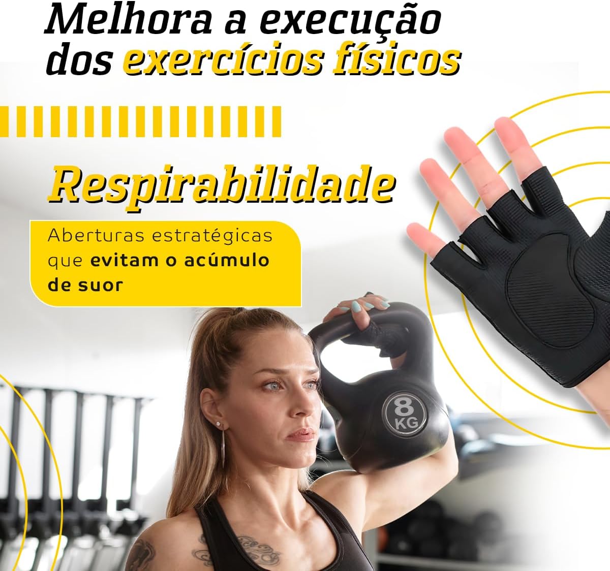 Evidencia proteção anticalos, grip e reforço para pegada firme.