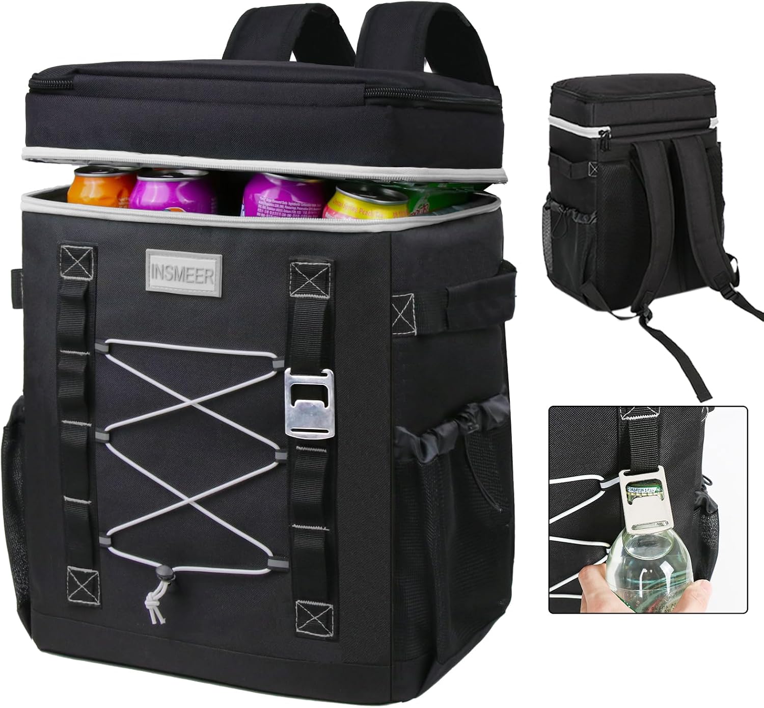 Insmeer Mochila Termica, 50 Latas Bolsa Termica Isotérmico Grande Caixa Termca Cooler Sacola para Acampamento, Mochila para Feminina Masculino Praia