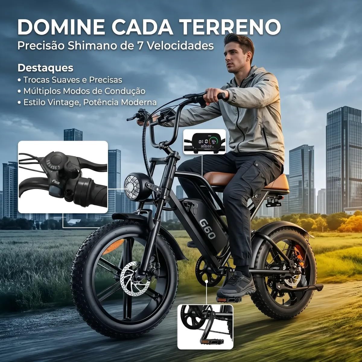 Mostra como a bike se encaixa no dia a dia e reforça a proposta de mobilidade urbana.