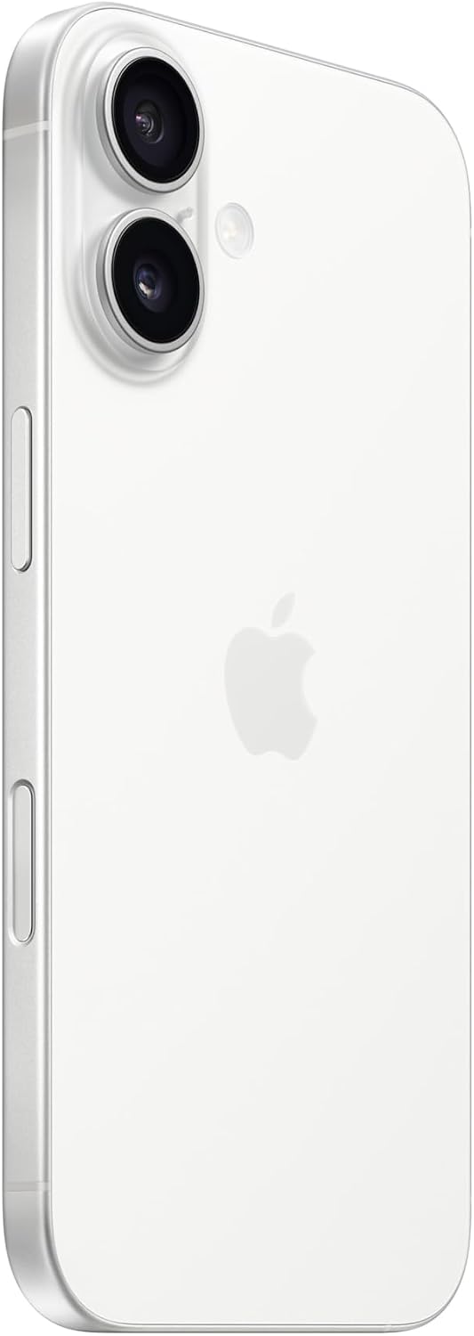 Destaca o conjunto de câmeras e o acabamento traseiro do iPhone 16.