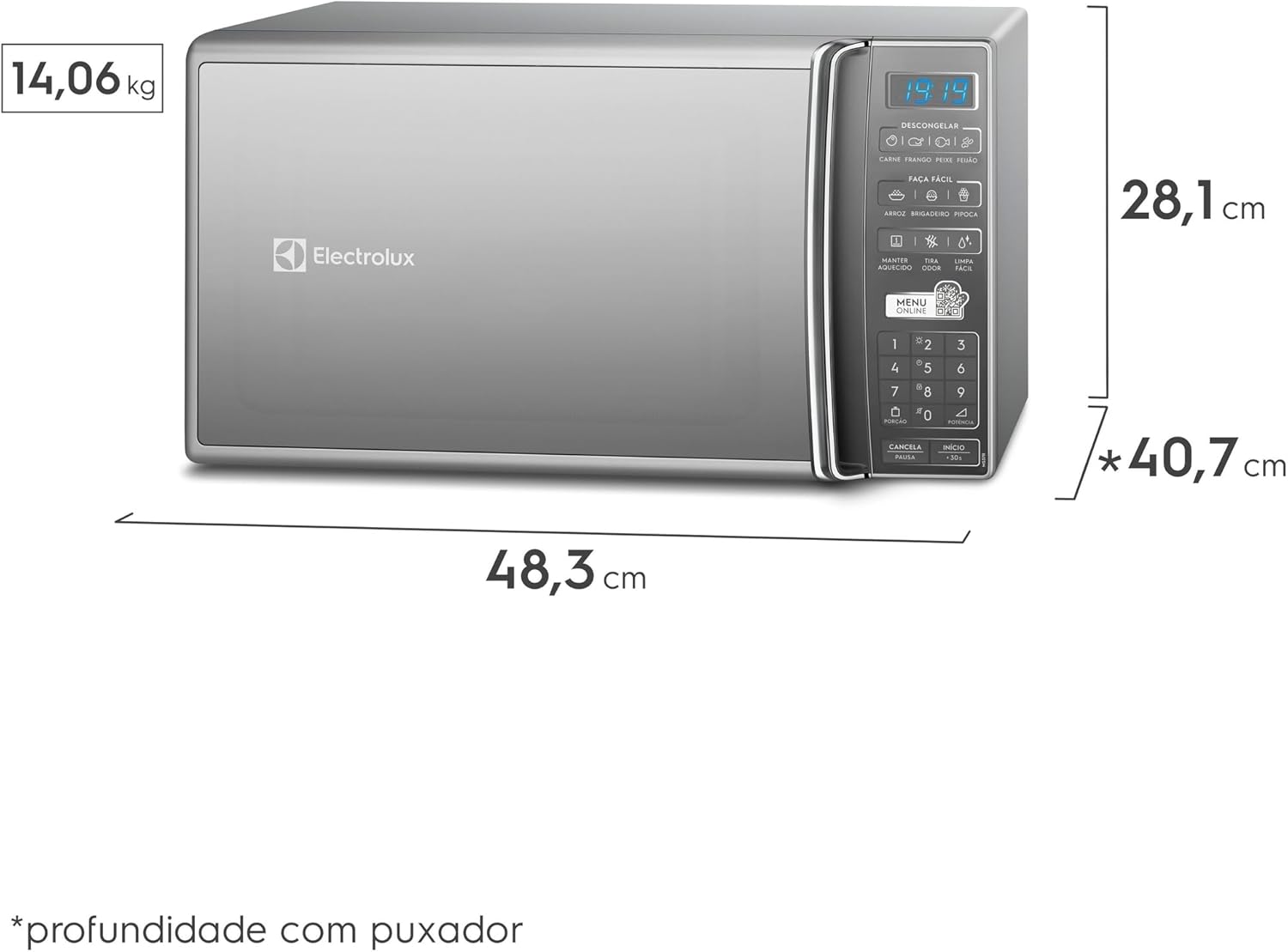 Ajuda a entender o volume físico, o tamanho real e como ele ocupa espaço na bancada.