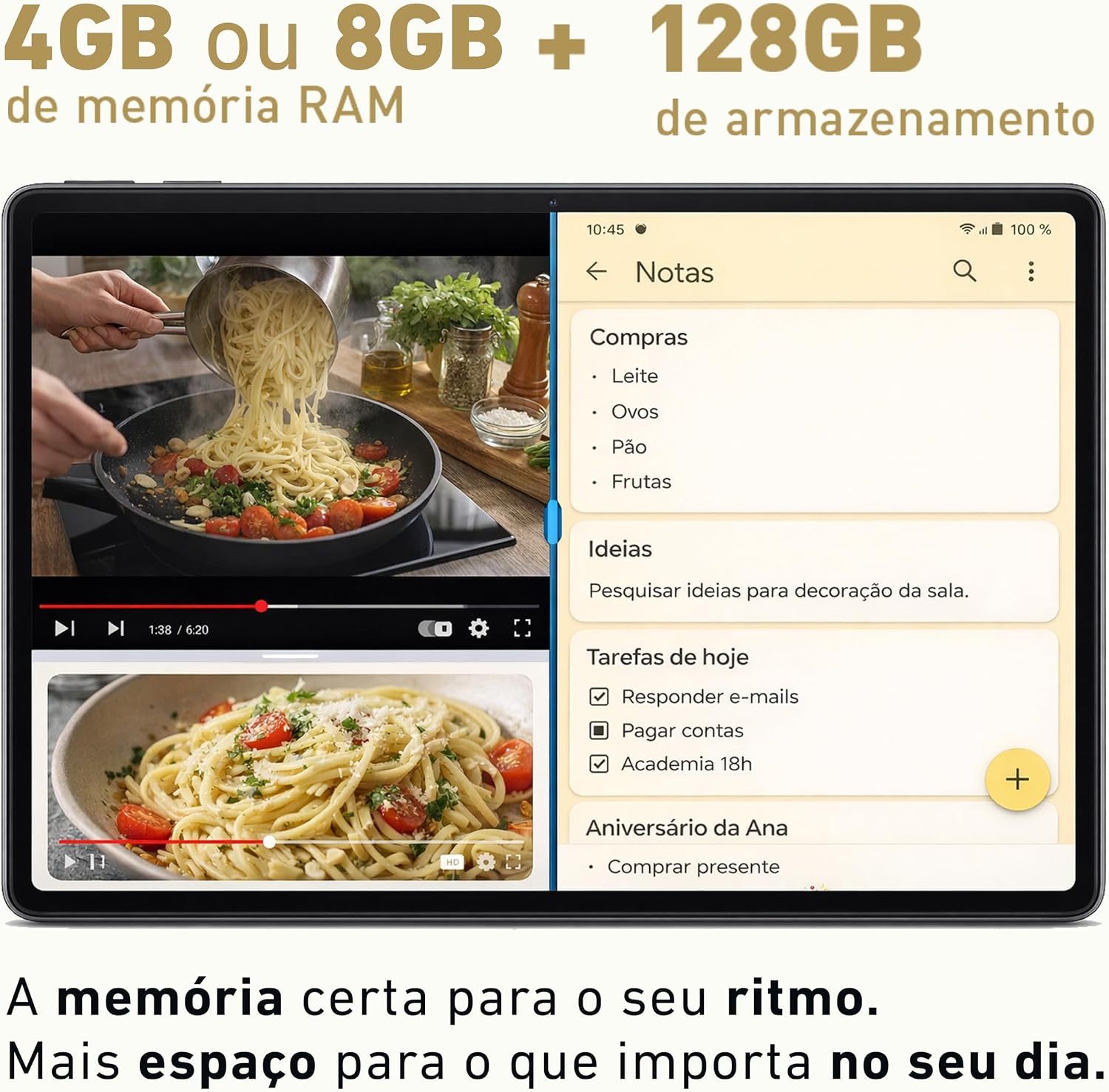 Destaca o principal diferencial do conjunto: uso como tablet e como mini estação de trabalho.