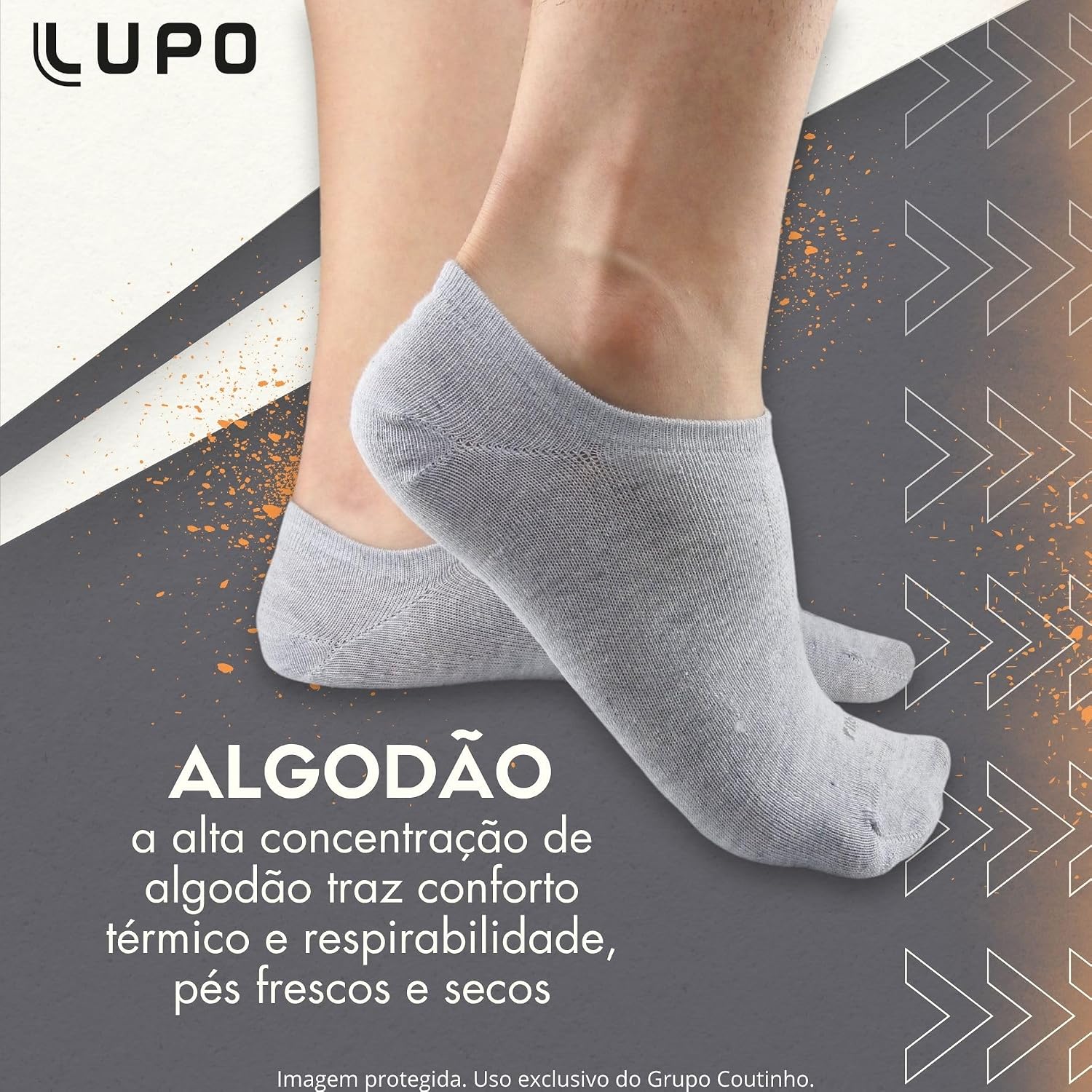 Destaca a proposta sapatilha invisível, útil para mostrar como a meia fica dentro do sapato.