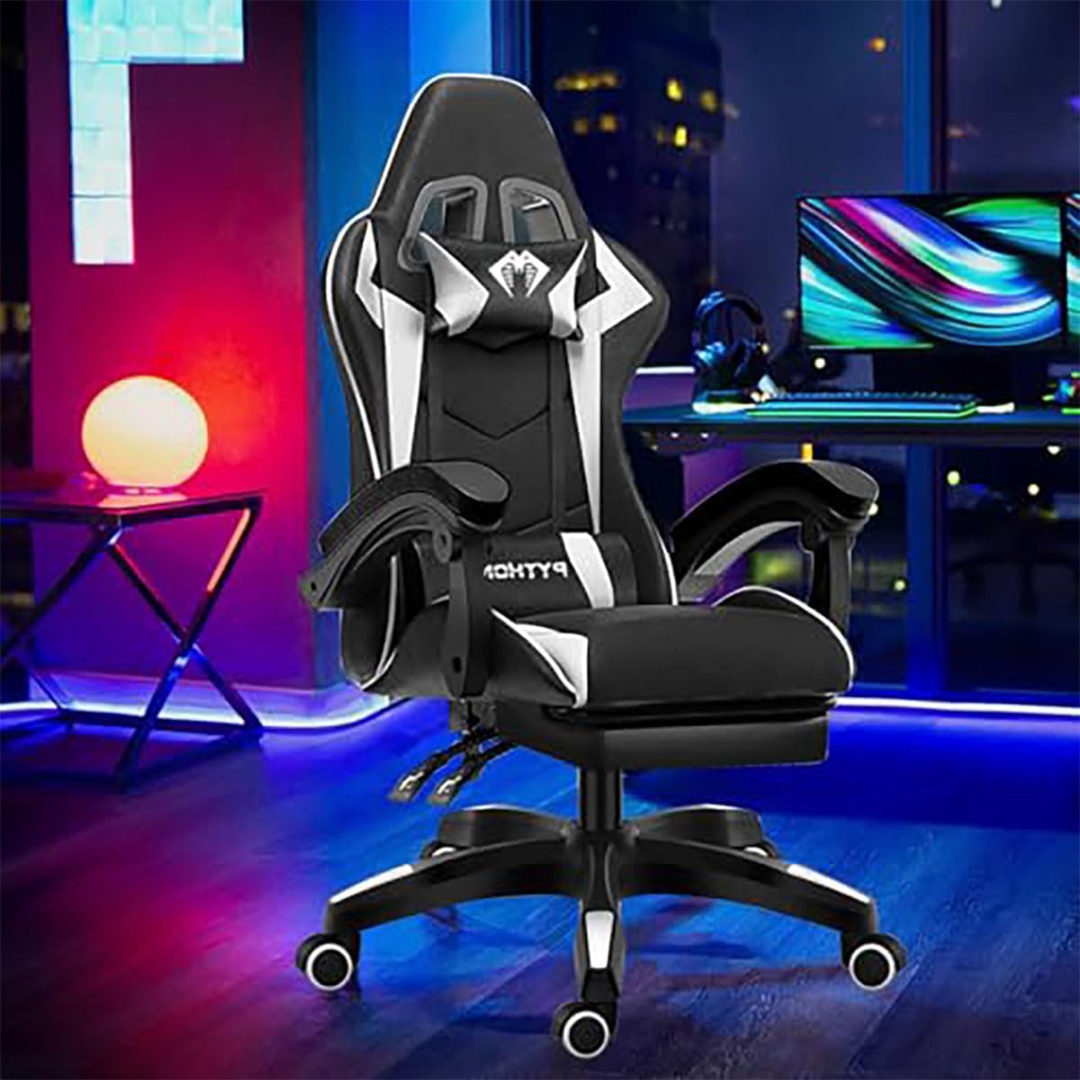 Cadeira Ergonomica Gamer com Apoio para os Pés Branco