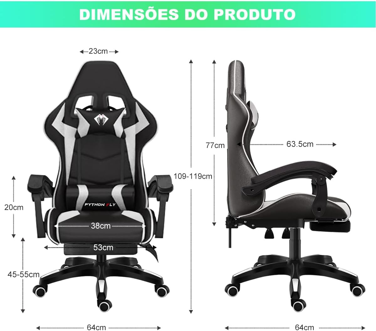 Ajuda a demonstrar conforto, ergonomia e a função prática do apoio para os pés.