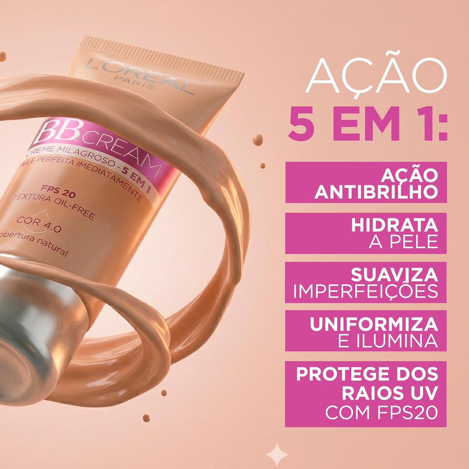 Mostra o tipo de acabamento esperado, como pele mais uniforme, natural e com aparência leve.