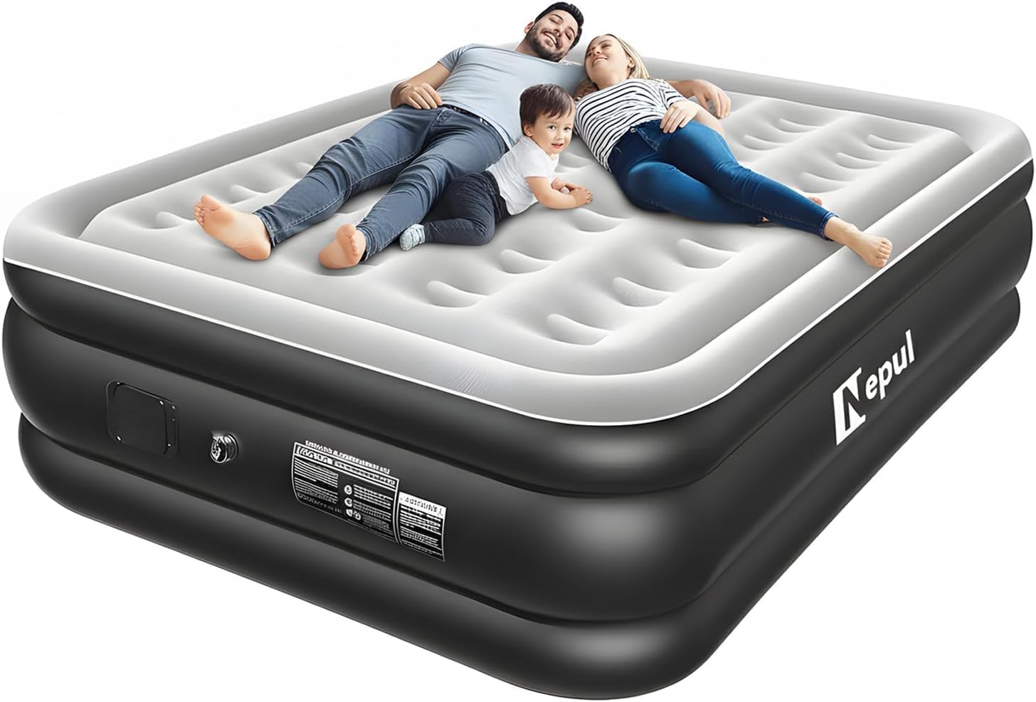 Colchão de Ar Queen Size Premium, Inflável Portátil com Bomba de Lítio Embutida, Cama de Ar para Camping e Casa 203 * 152 * 46 Cm (Casal)