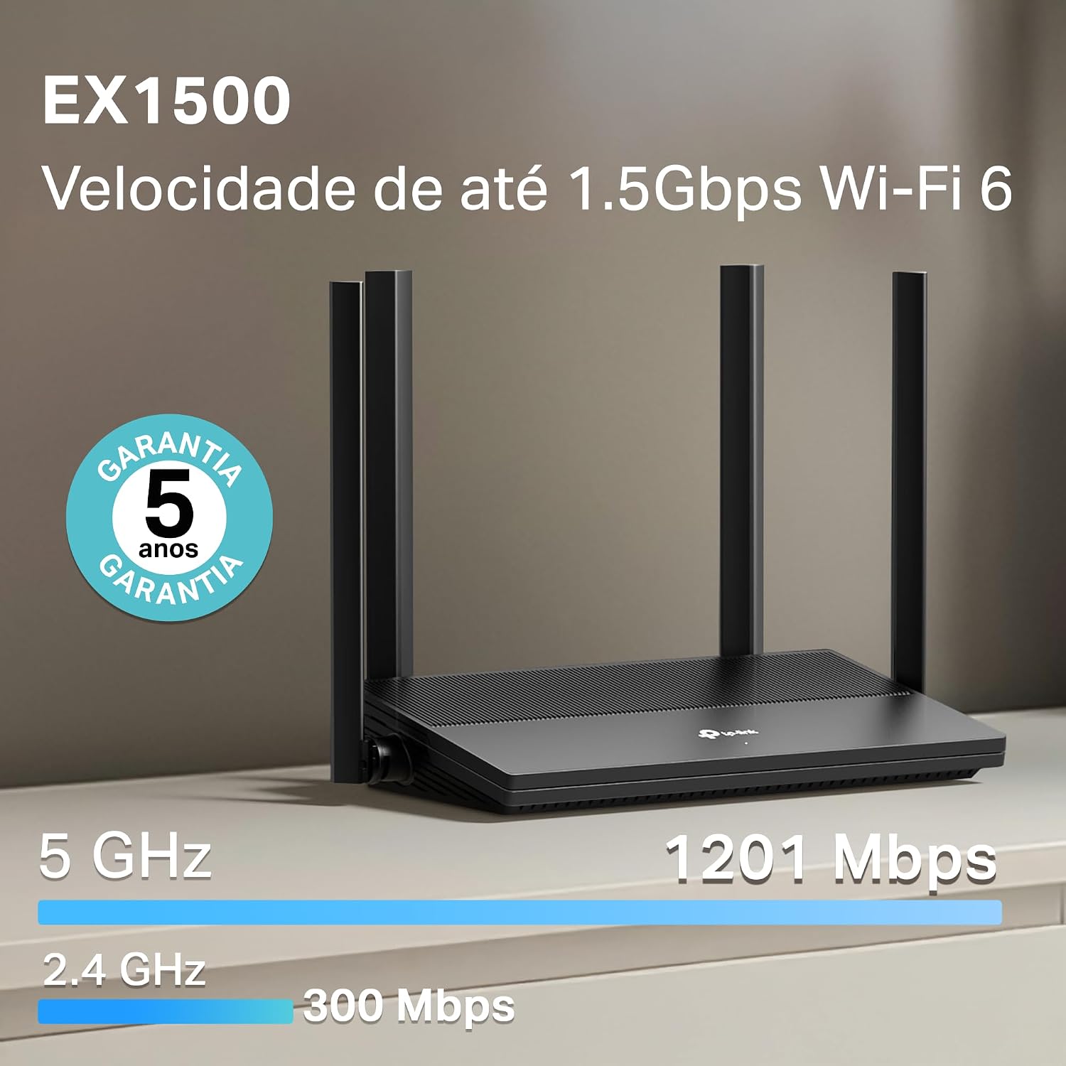 Destaca o formato físico, o posicionamento das antenas e a proposta de cobertura extensiva.