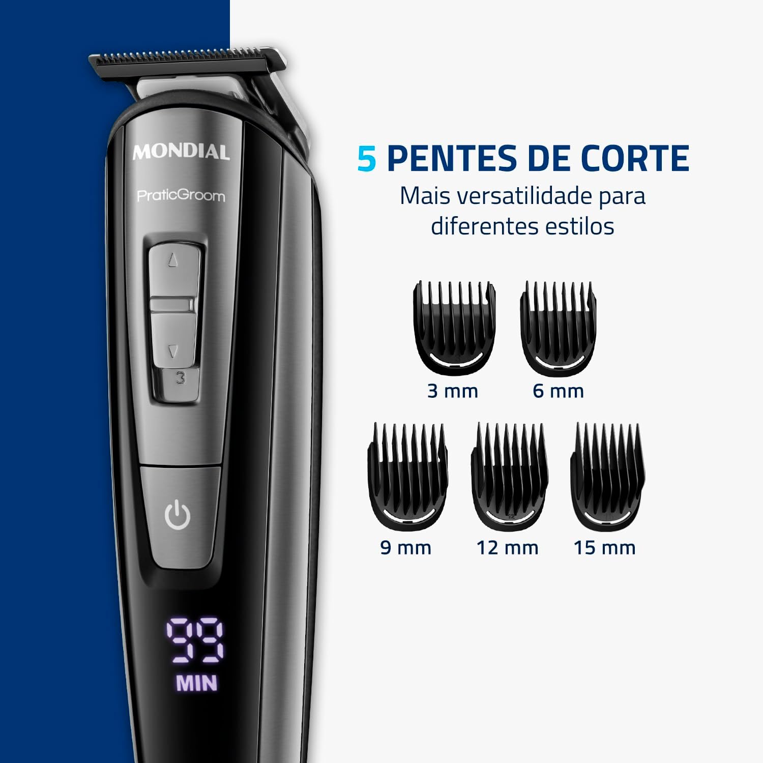Ajuda a enfatizar precisão de corte, lâminas em aço inox e sistema de ajuste das lâminas.
