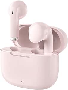Fone de Ouvido Bluetooth 5.3, Graves Potentes, Drivers de 13Mm, 14H de Reprodução, Resistência À Água, Fone sem Fio Tws (Rosa)