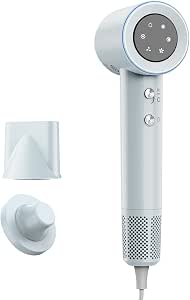 Gokoco Secador de Cabelo Profissional 110V 127V,120000 Rpm High Speed Hair Dryer 1600W com Display Digital LED e Bocal de Ar Magnético,Cinza