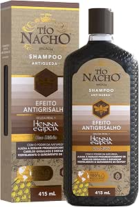 Tio Nacho Shampoo Antiqueda Hidratante com Henna Egipcia e Geleia Real para Cabelos Grisalhos, Fortalecimento e Nutrição Profunda dos Fios 415 Ml 1-Pack