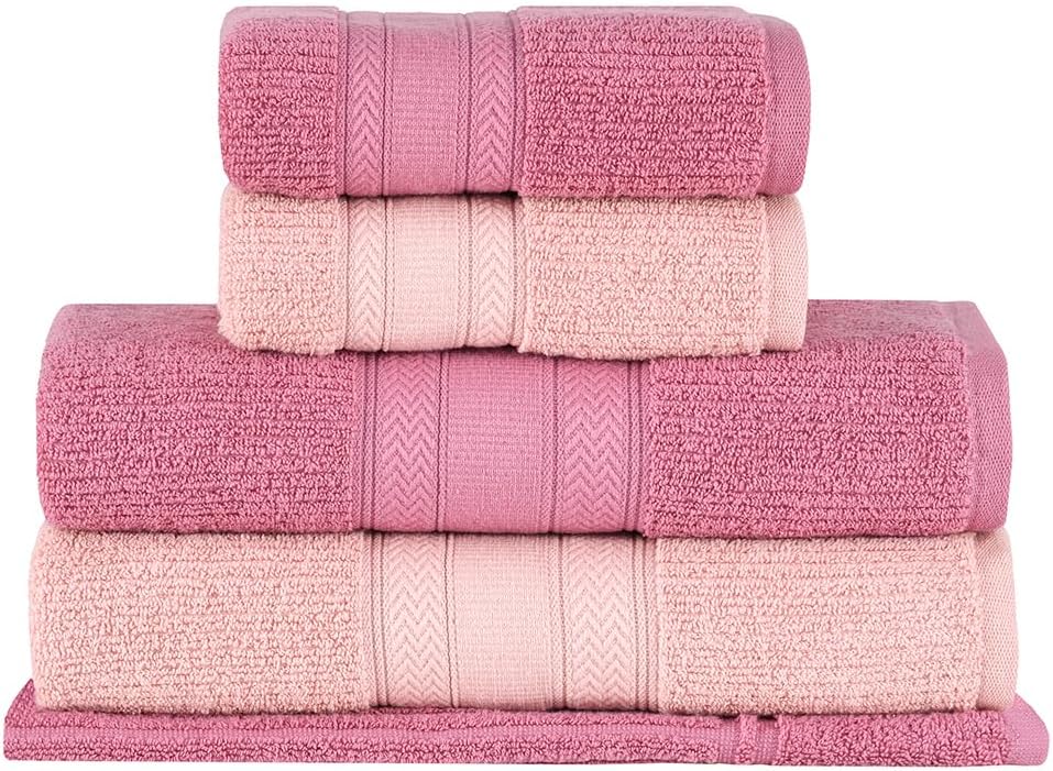 Buddemeyer Jogo de Toalhas Melissa Extra Soft, Gigante, Rosa/Rosa Claro, 5 Peças