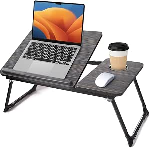 Suporte para Notebook, Mesa Notebook Cama,Com Porta-Copos Ajuste de Ângulo,Portátil Dobrável 56X33Cm